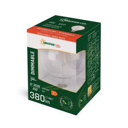 LED GLOB G95 E-27 230V 4W COG BIAŁA CIEPŁA CLEAR ŚCIEMNIALNA SPECTRUM