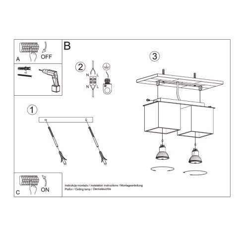 Oprawa sufitowa QUAD czarna 2xGU10_instrukcja Oprawa sufitowa QUAD czarna 2xGU10_instrukcja