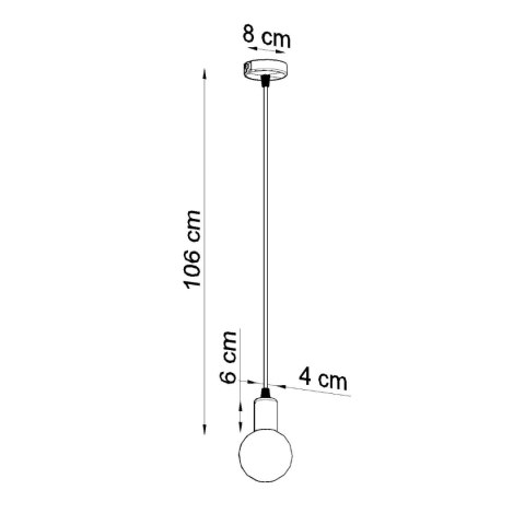 Lampa wisząca EDISON 1xE27 czarna_wymiary Lampa wisząca EDISON 1xE27 czarna_wymiary