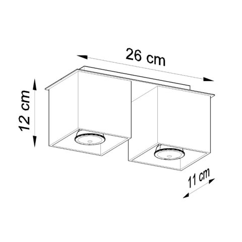 Oprawa sufitowa QUAD biała 2xGU10_wymiary Oprawa sufitowa QUAD biała 2xGU10_wymiary