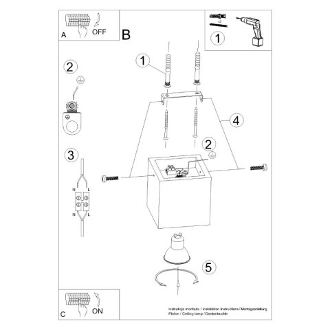 Oprawa sufitowa QUAD Beton 1xGU10_instrukcja Oprawa sufitowa QUAD Beton 1xGU10_instrukcja