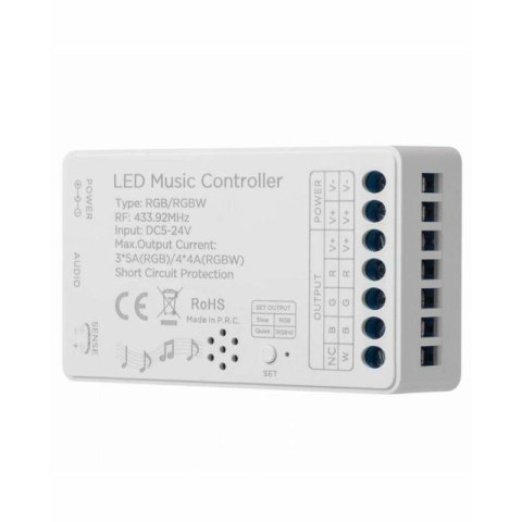Kontroler LED audio RGB/RGBW RF 24 KEY 180W 12/24VDC radiowy 433.92MHz muzyczny_1 Kontroler LED audio RGB/RGBW RF 24 KEY 180W 12/24VDC radiowy 433.92MHz muzyczny_1