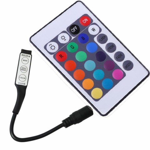 Kontroler LED RGB IR 72W MINI 6A 12VDC 24 key czarny Kontroler LED RGB IR 72W MINI 6A 12VDC 24 key czarny