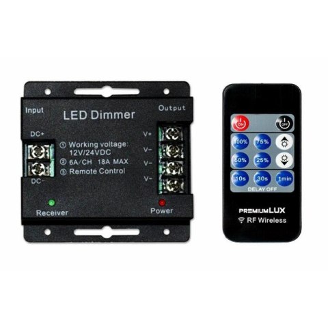 Ściemniacz LED RF 216W 12V/24V 18A z Pilotem Radiowym 11-Key Ściemniacz LED RF 216W 12V/24V 18A z Pilotem Radiowym 11-Key