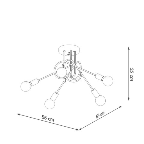 Lampa sufitowa LOOP 5xE27 czarna_wymiary Lampa sufitowa LOOP 5xE27 czarna_wymiary
