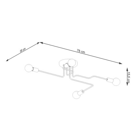 Lampa sufitowa natynkowa HECTOR 4xE27 czarna_wymiary Lampa sufitowa natynkowa HECTOR 4xE27 czarna_wymiary