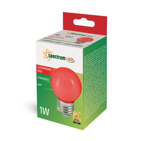 LED KULKA E-27 230V 1W CZERWONY SPECTRUM LED KULKA E-27 230V 1W CZERWONY SPECTRUM