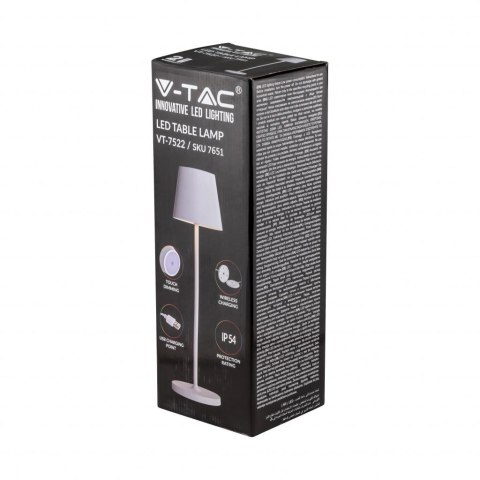 Lampka Biurkowa Nocna V-TAC 2W LED Ładowanie Ściemnianie IP54 Biała VT-7522 3000K 200lm Lampka Biurkowa Nocna V-TAC 2W LED Ładowanie Ściemnianie IP54 Biała VT-7522 3000K 200lm