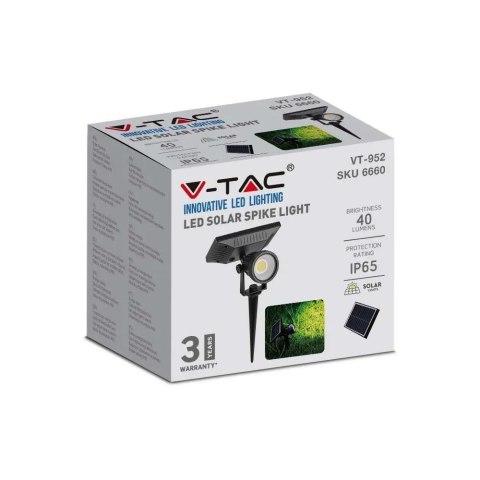 Oprawa Gruntowa Ogrodowa Wbijana LED V-TAC Solarna 2W IP65 VT-952 4000K 40lm 3 Lata Gwarancji Oprawa Gruntowa Ogrodowa Wbijana LED V-TAC Solarna 2W IP65 VT-952 4000K 40lm 3 Lata Gwarancji